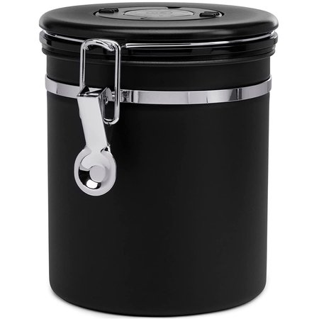 CHEFWAVE Stainless Steel Coffee Canister with Co2 Valve Date Tracker Black 176oz CW-CCANL